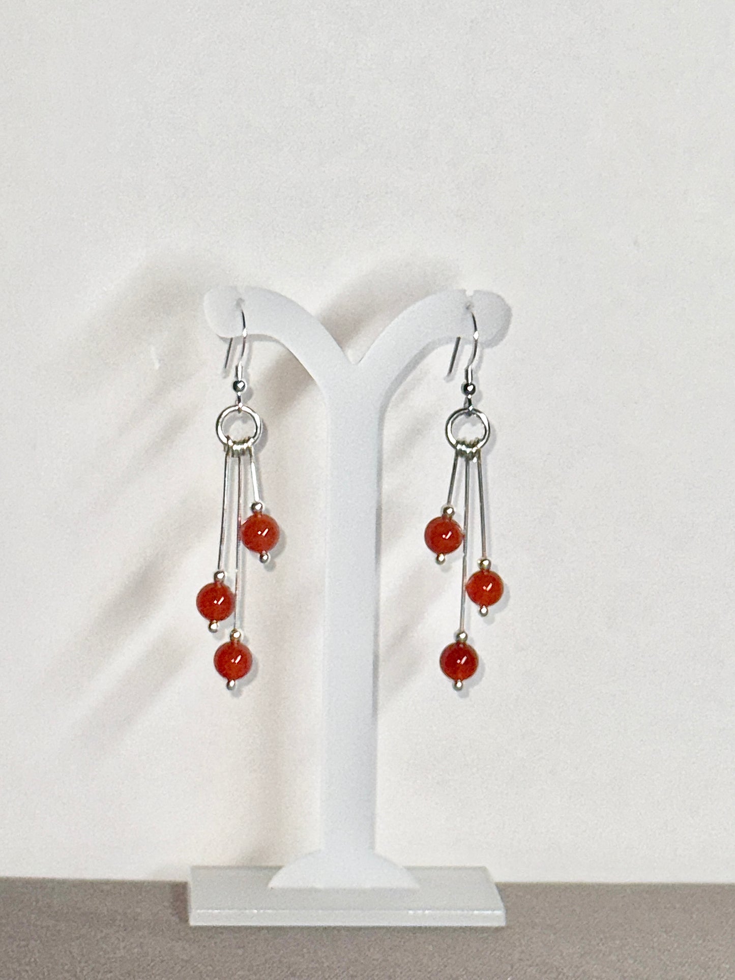 Carnelian Earrings, Tri-dangle