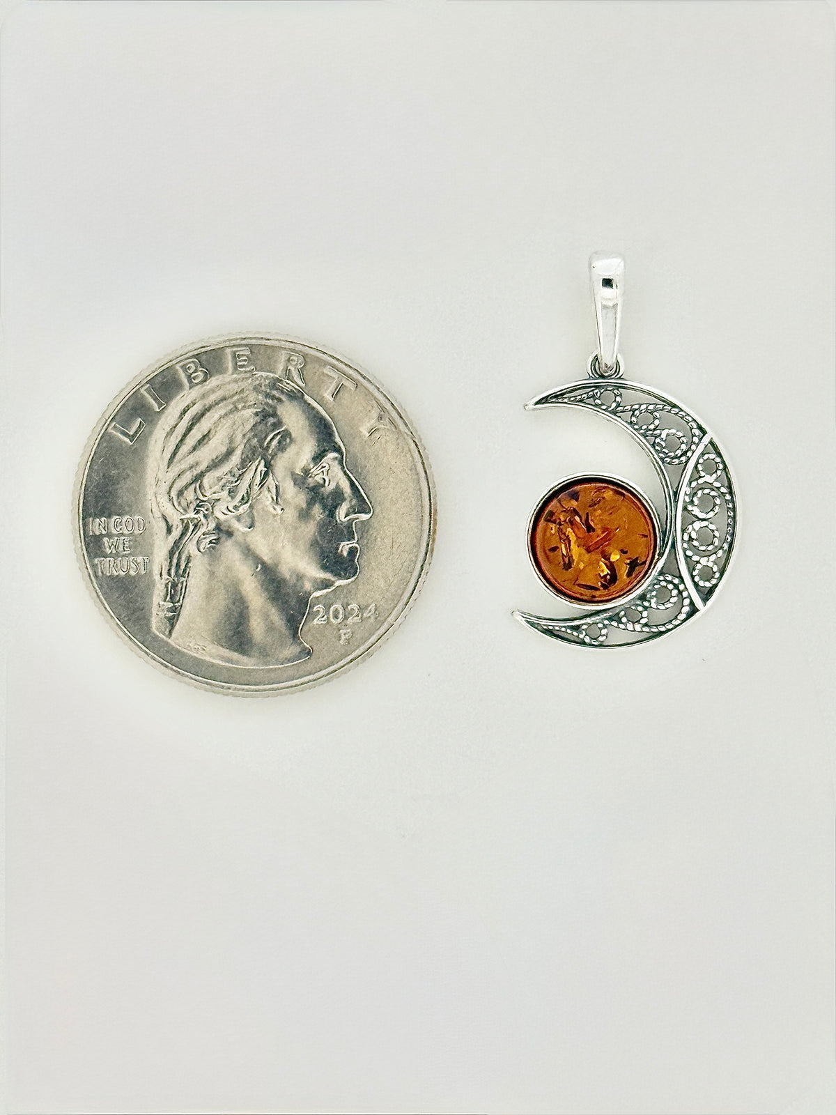 Amber Pendant, Crescent Moon