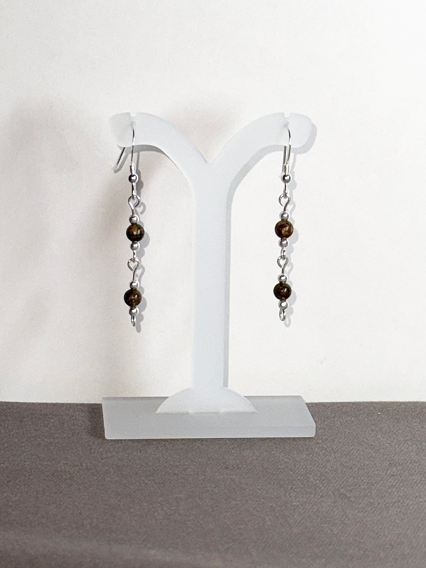 Bronzite Earrings, Loop-links