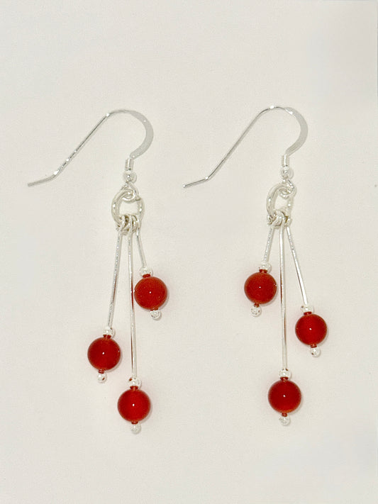 Carnelian Earrings, Tri-dangle