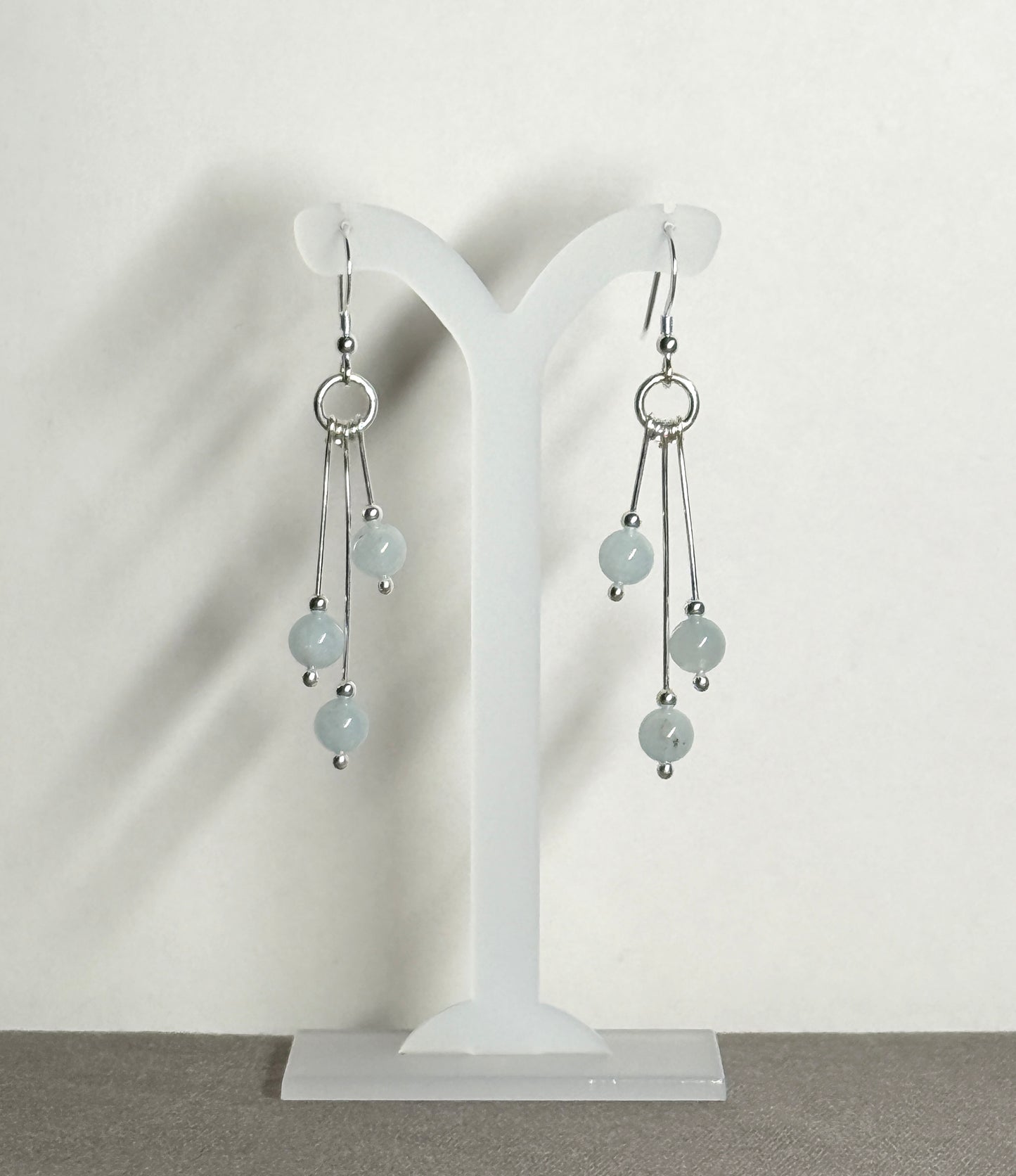 Aquamarine Earrings, Tri-dangle