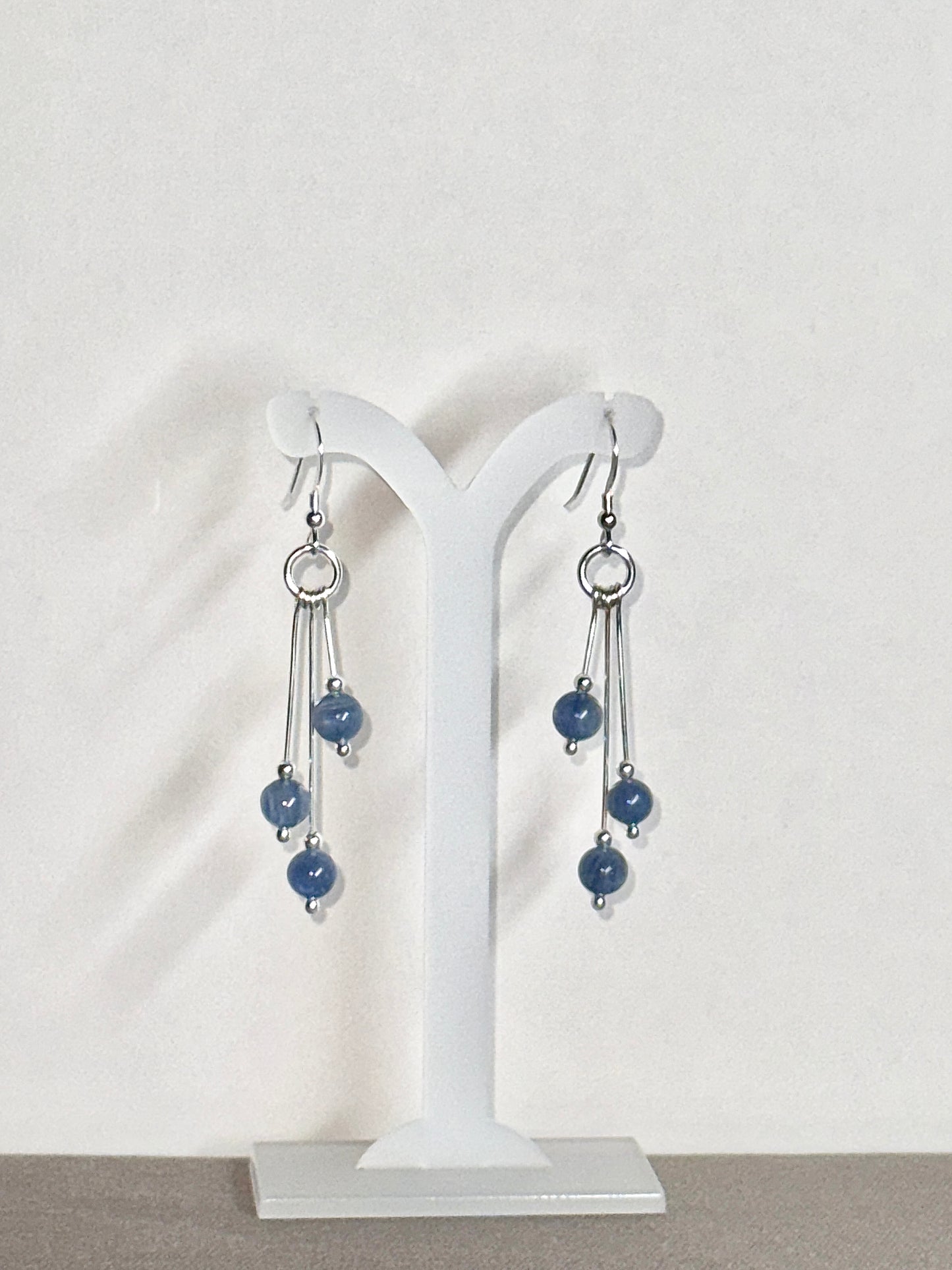 Kyanite Earrings, Tri-dangle