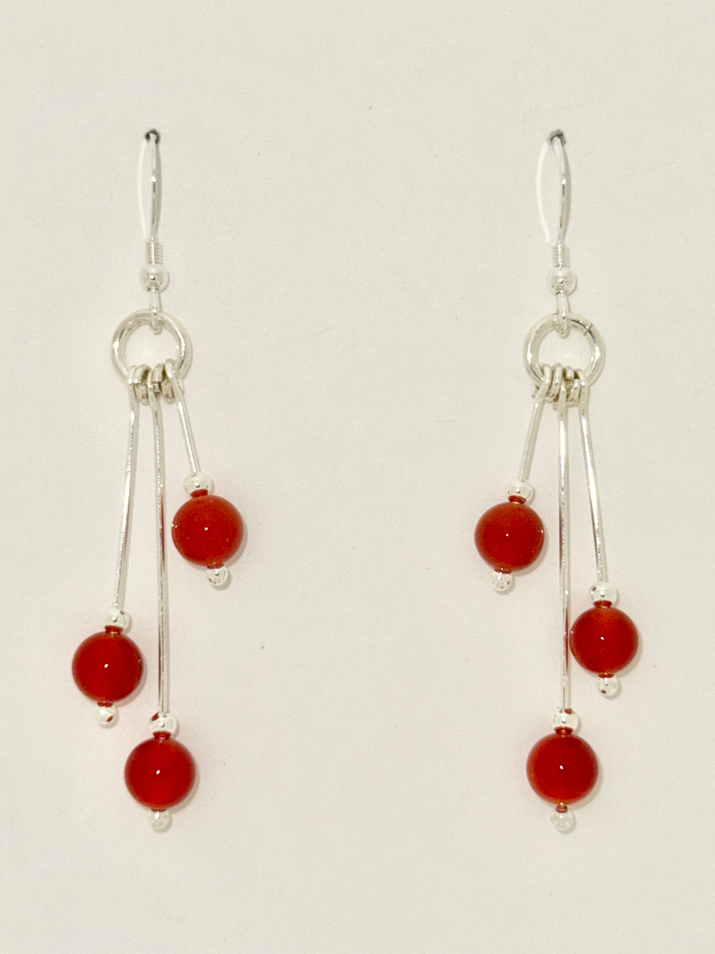 Carnelian Earrings, Tri-dangle