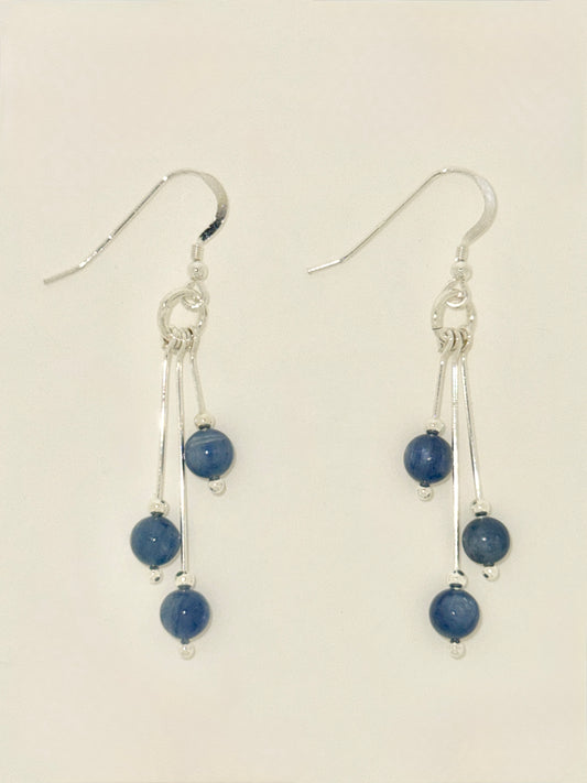 Kyanite Earrings, Tri-dangle