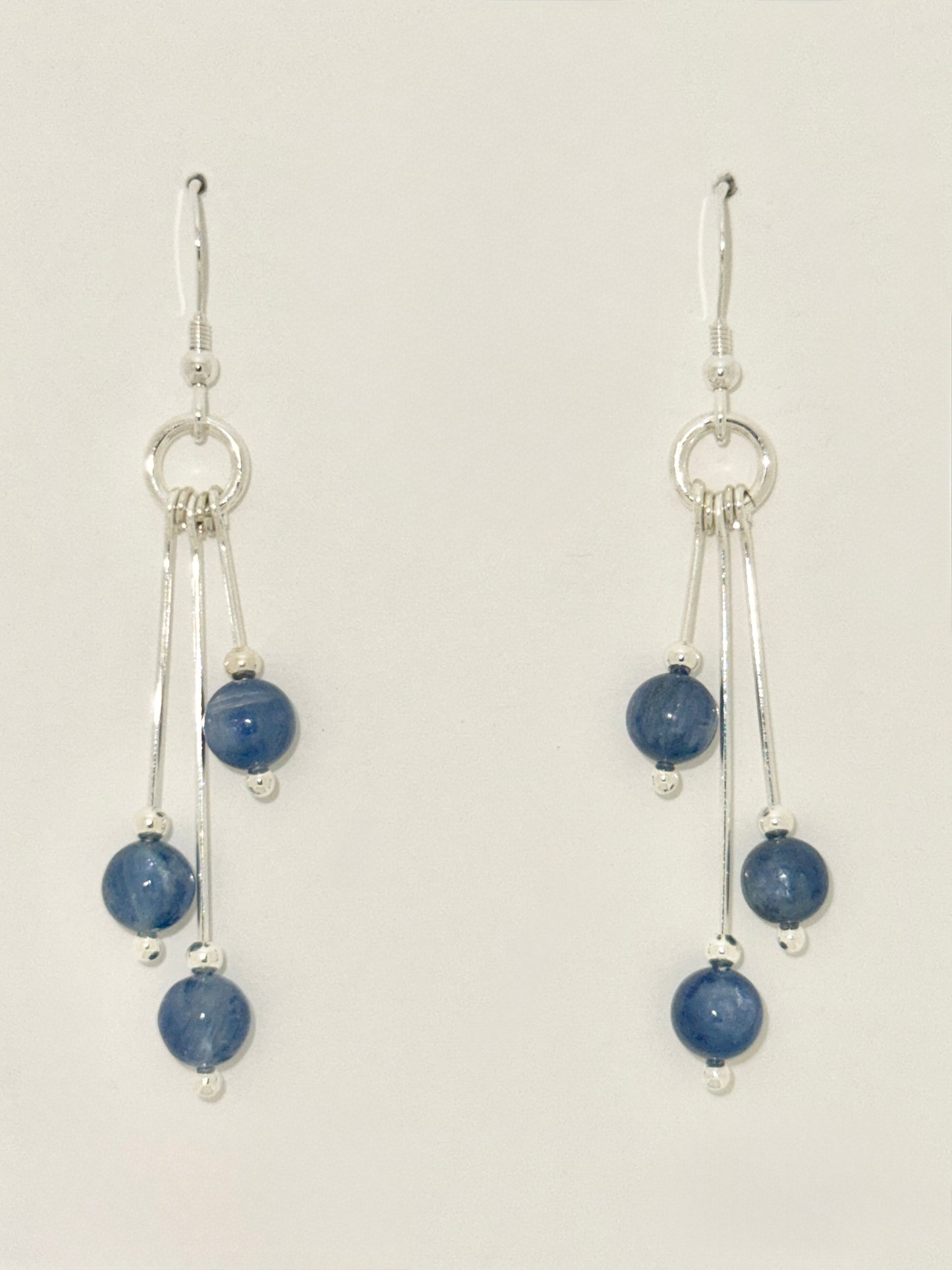 Kyanite Earrings, Tri-dangle