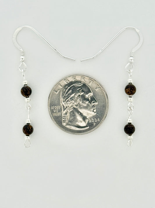 Bronzite Earrings, Loop-links