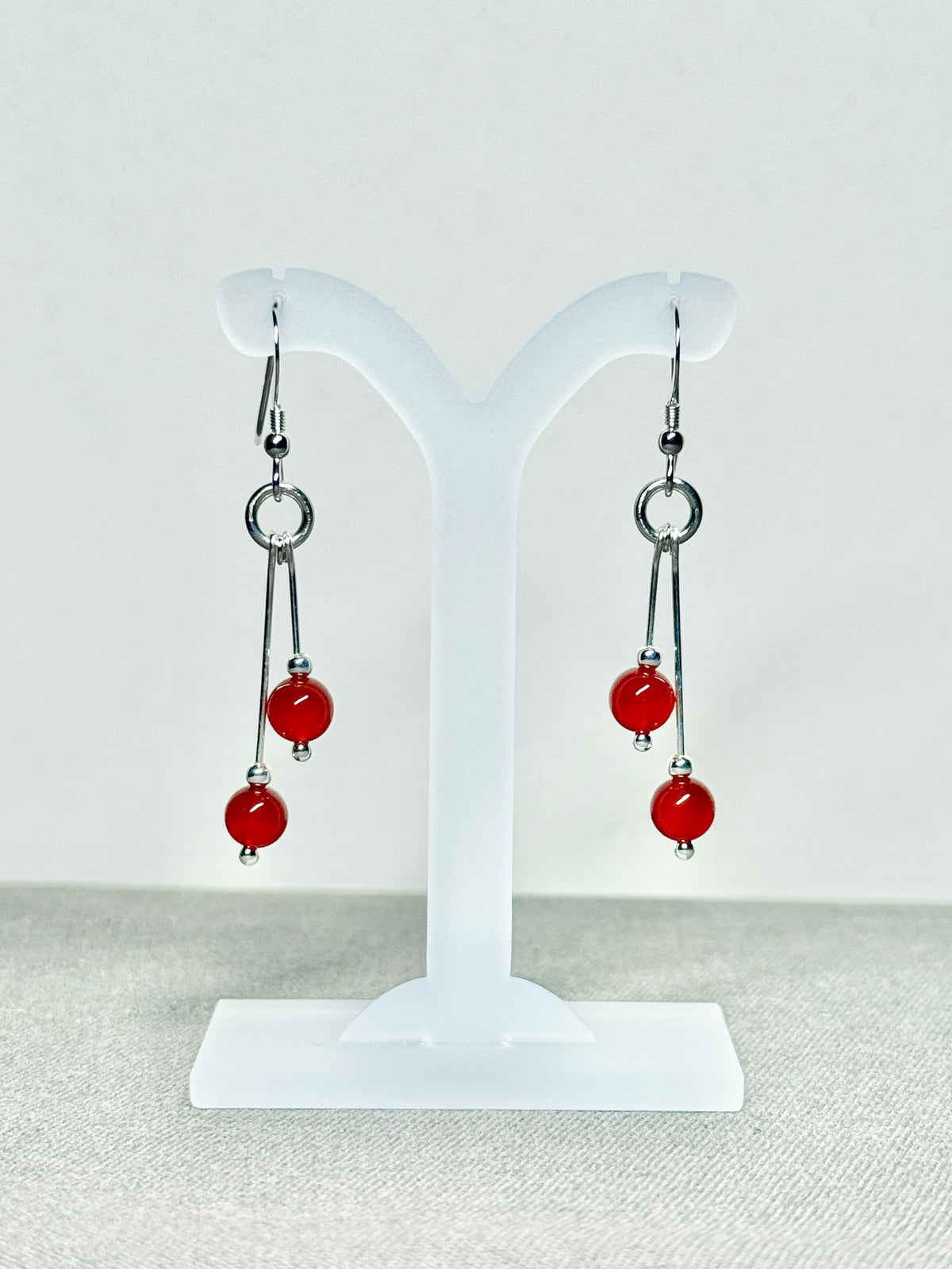 Carnelian Earrings, Bi-dangle