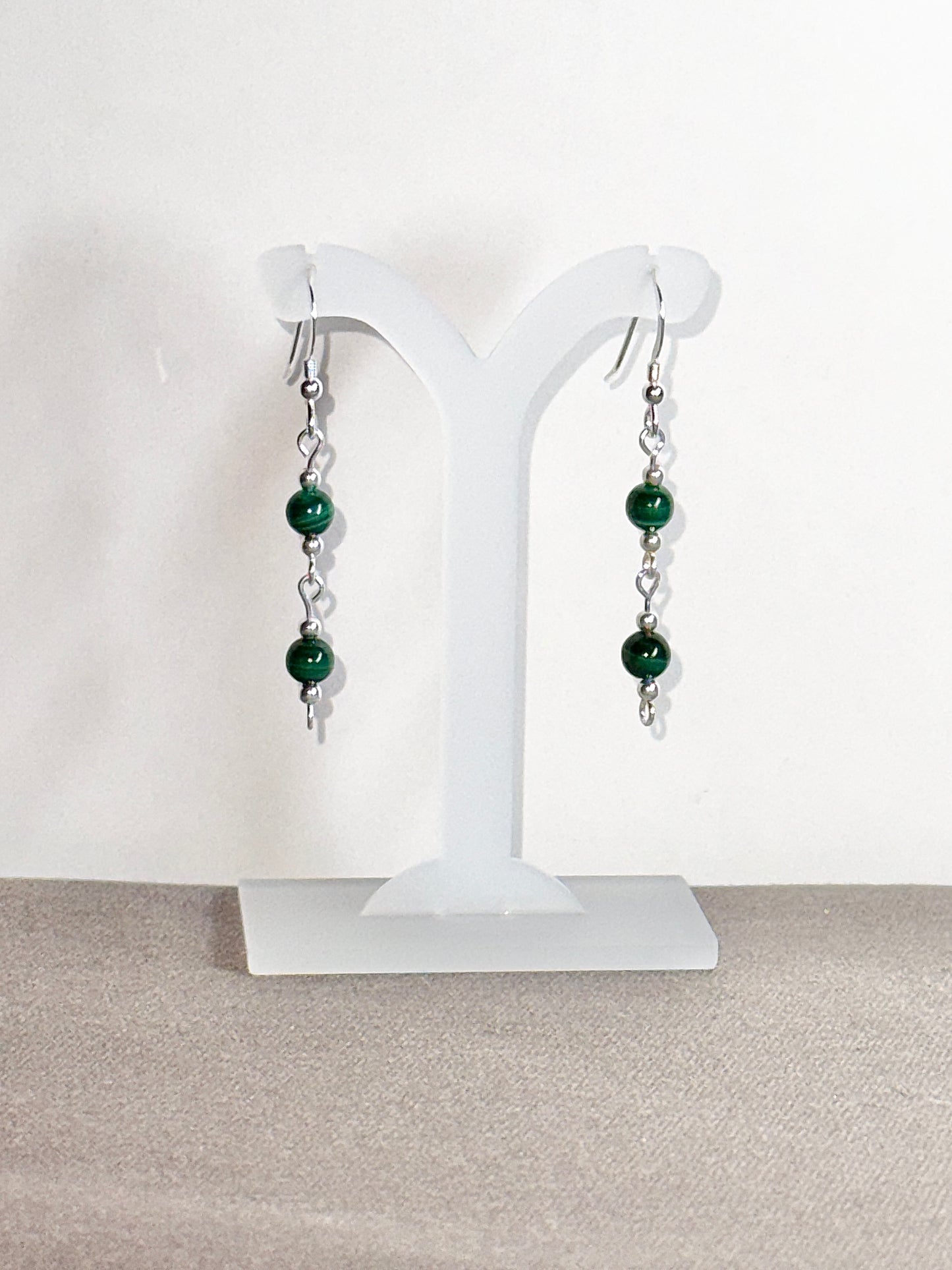 Malachite Earrings, Loop-links