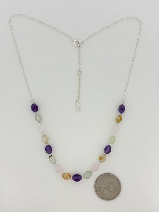 Multistone Necklace with Faceted Gemstones