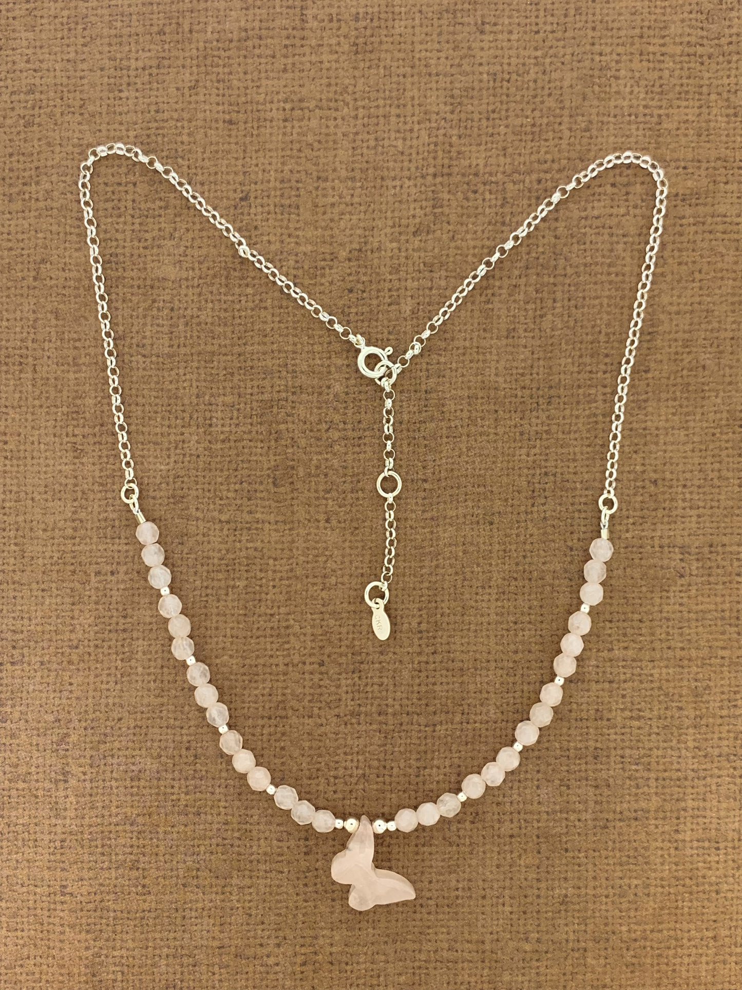 Rose Quartz Butterfly Necklace
