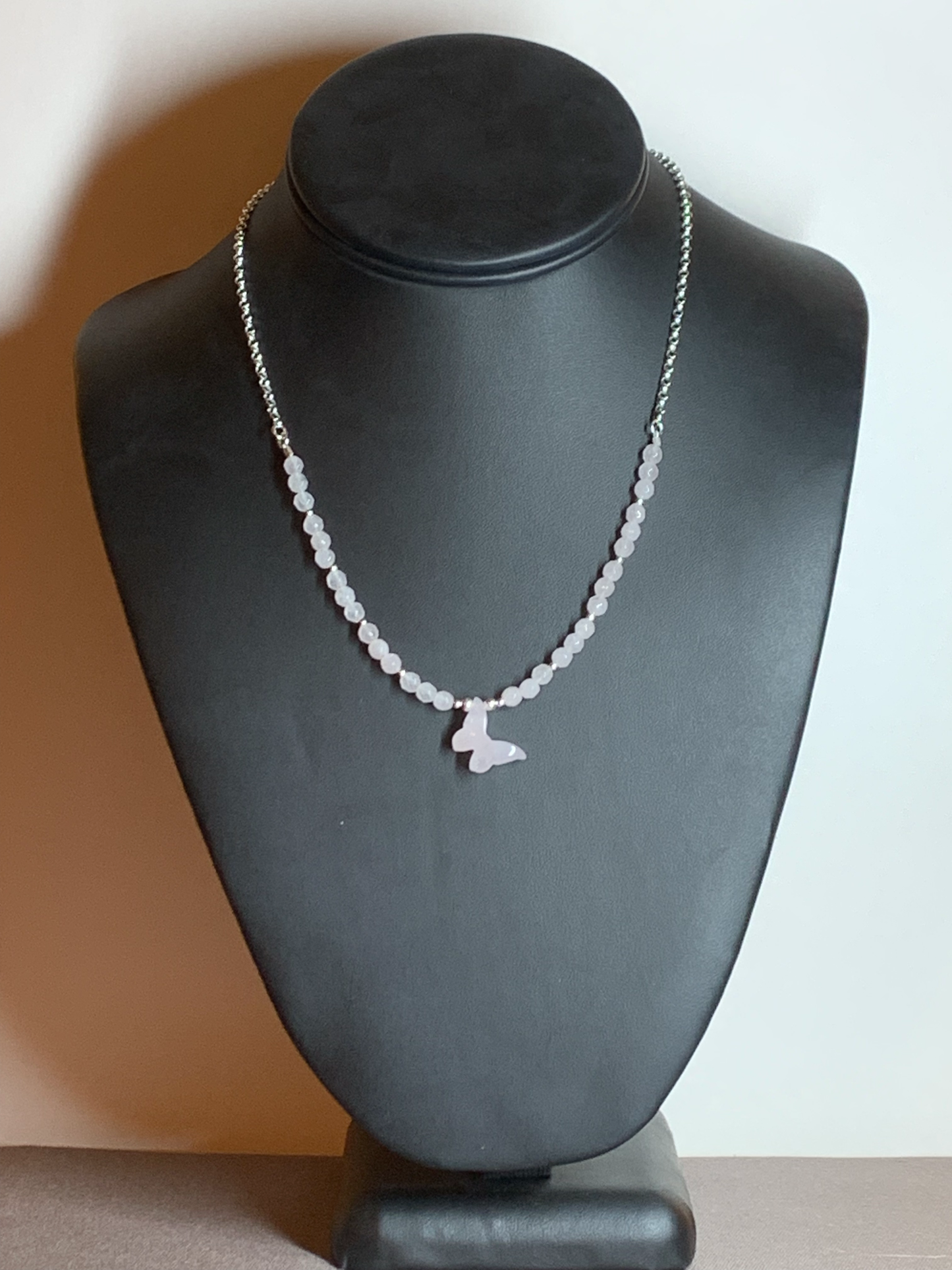 Rose Quartz Butterfly Necklace