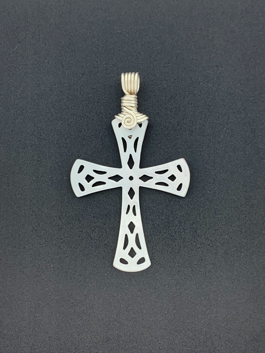 Mother of Pearl Wire Wrap, Cross