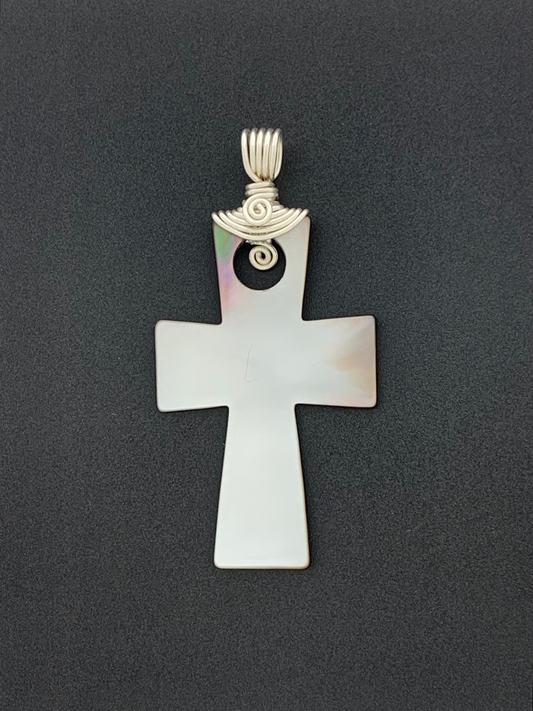 Mother of Pearl Wire Wrap, Cross