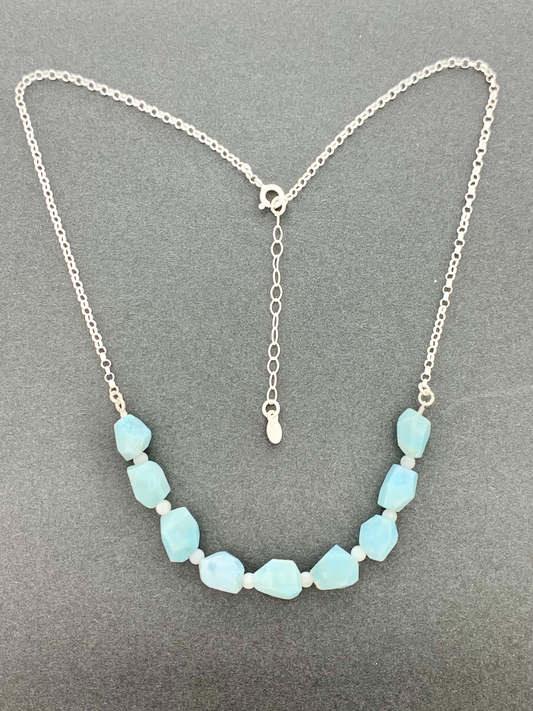Larimar And Mother of Pearl Necklace