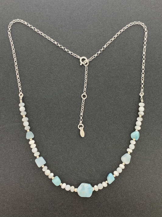 Larimar And Mother of Pearl Necklace