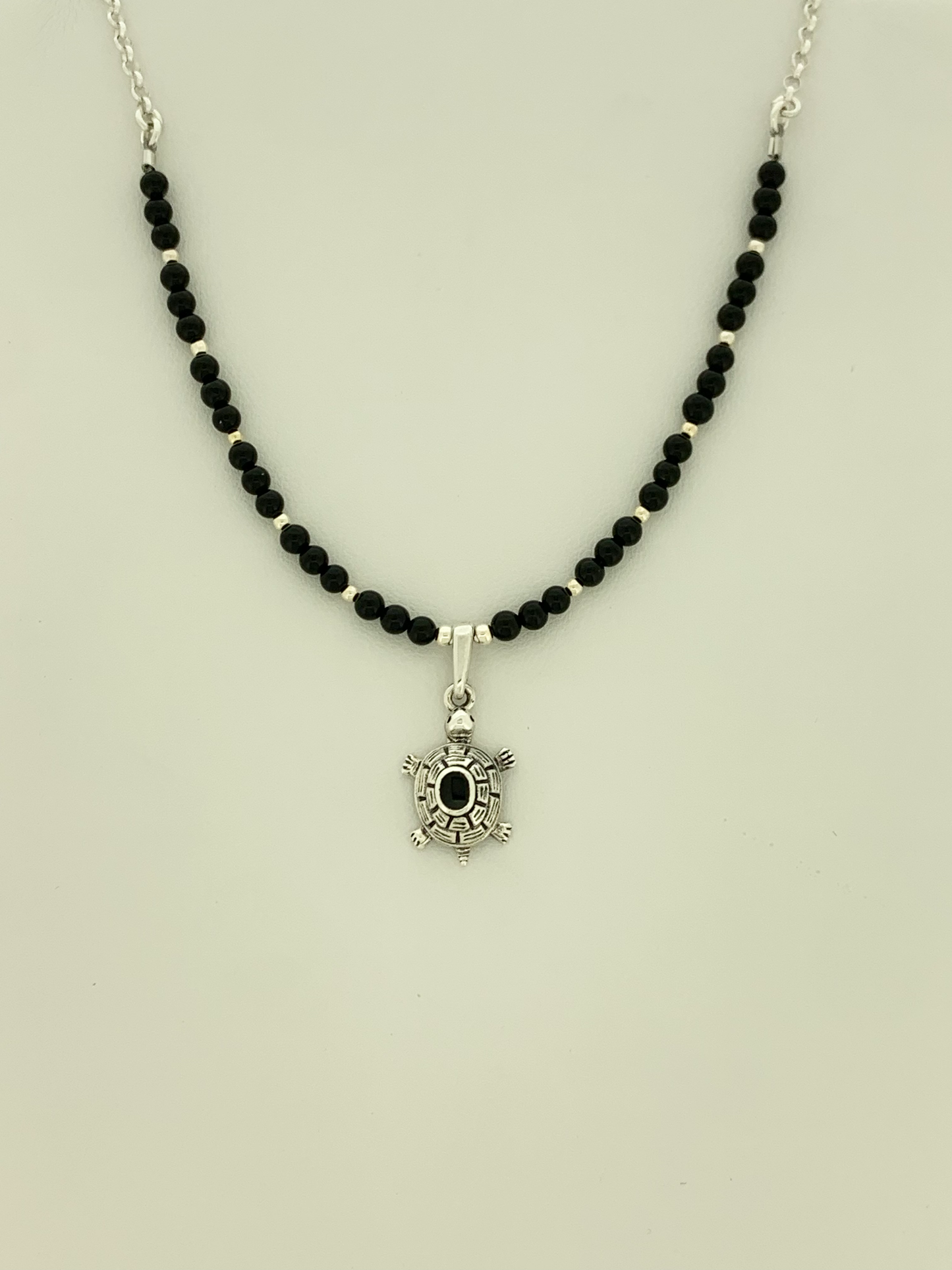 Black Onyx Necklace, Turtle