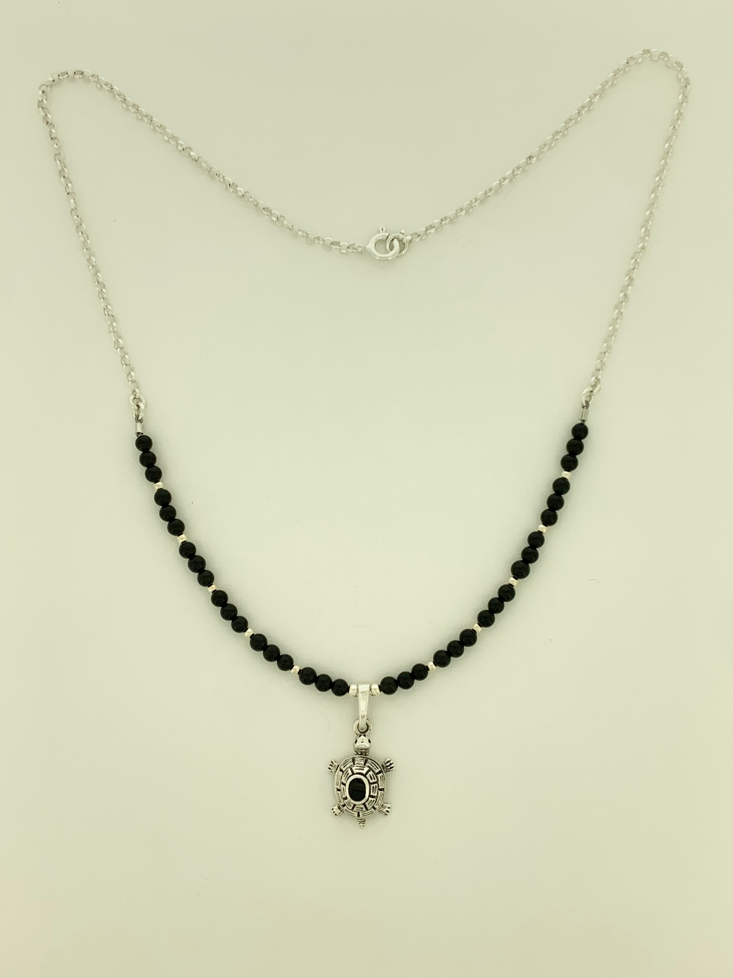 Black Onyx Necklace, Turtle
