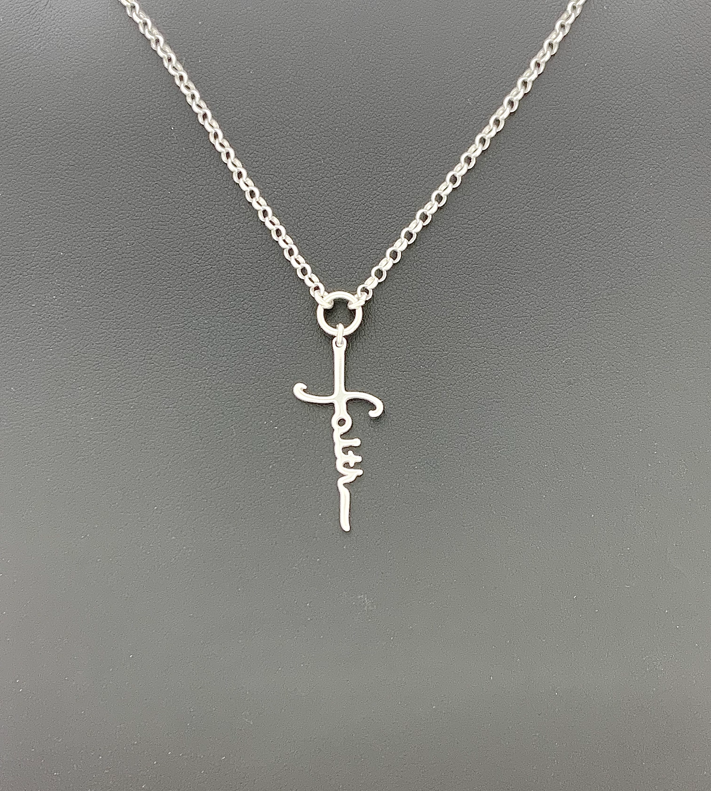 Sterling Silver Necklace, "Faith" Cross