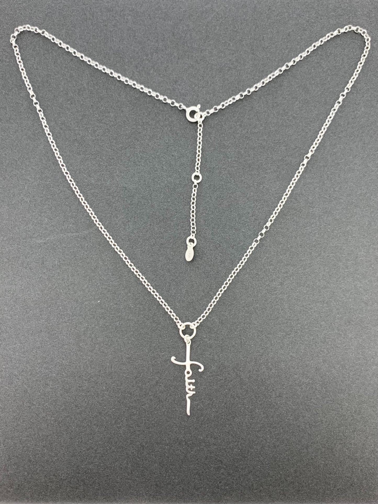 Sterling Silver Necklace, "Faith" Cross