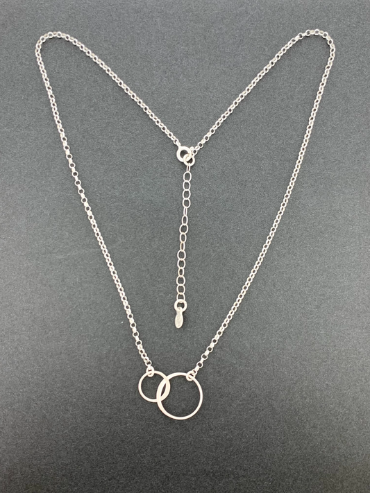 Sterling Silver Necklace, Double Ring