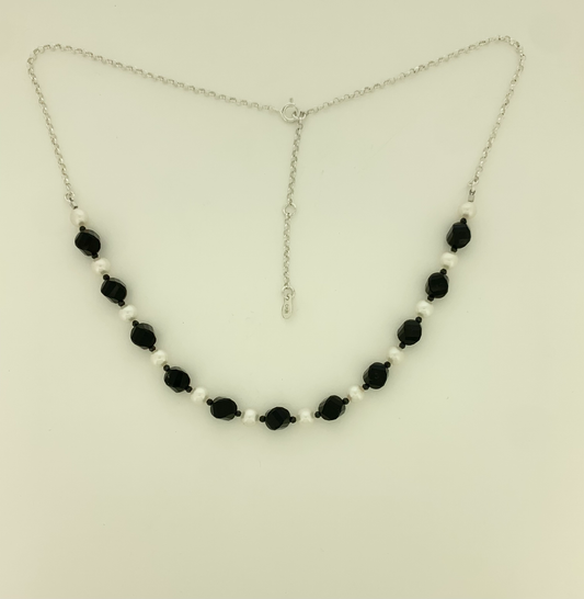 Black Onyx And Freshwater Pearl Necklace