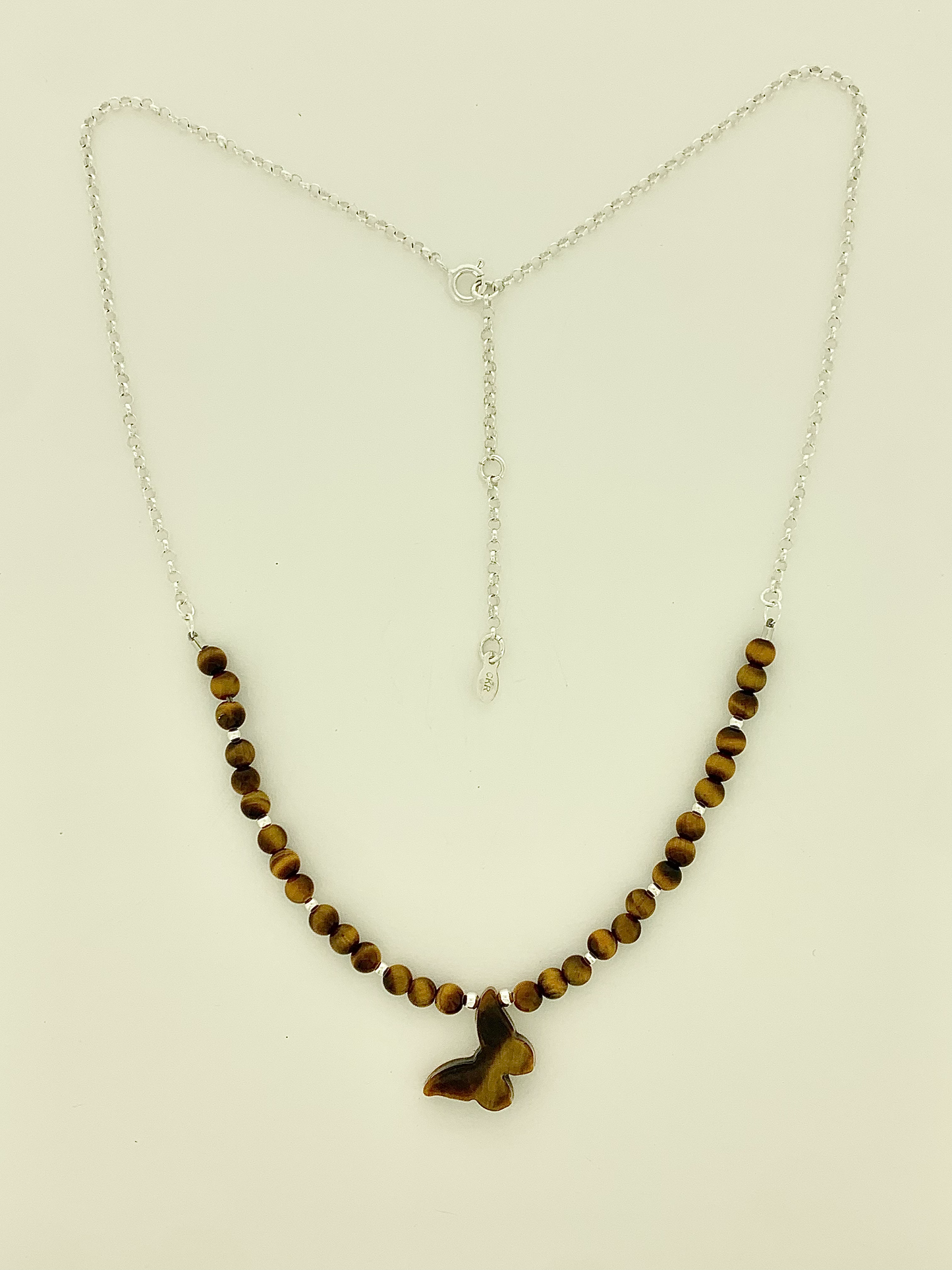 Tigereye Necklace With Butterfly Charm