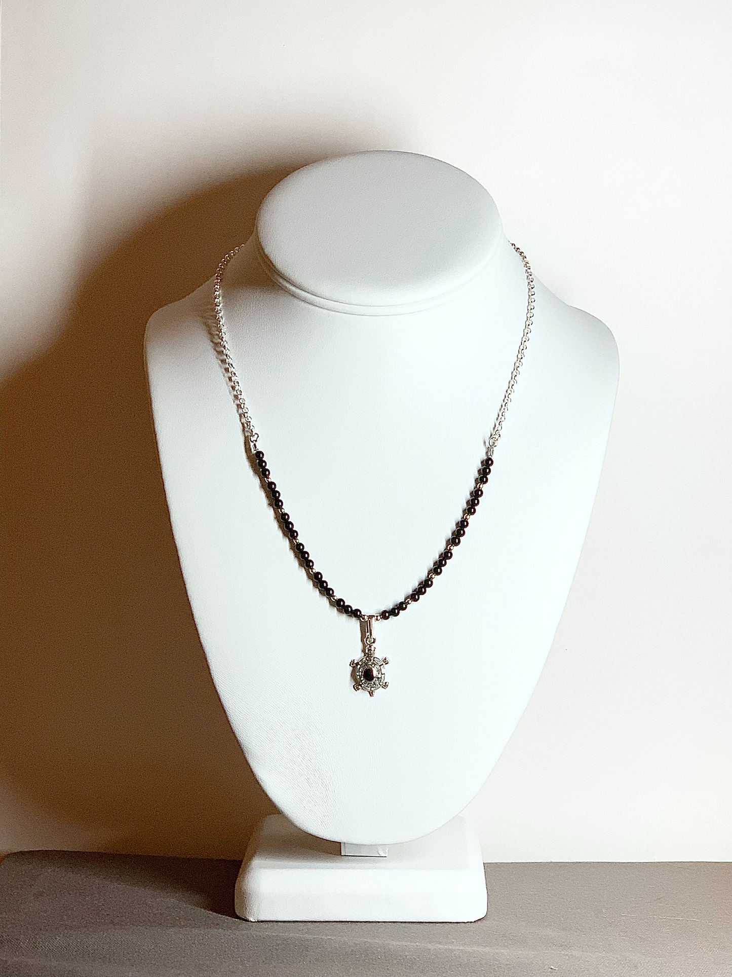Black Onyx Necklace, Turtle
