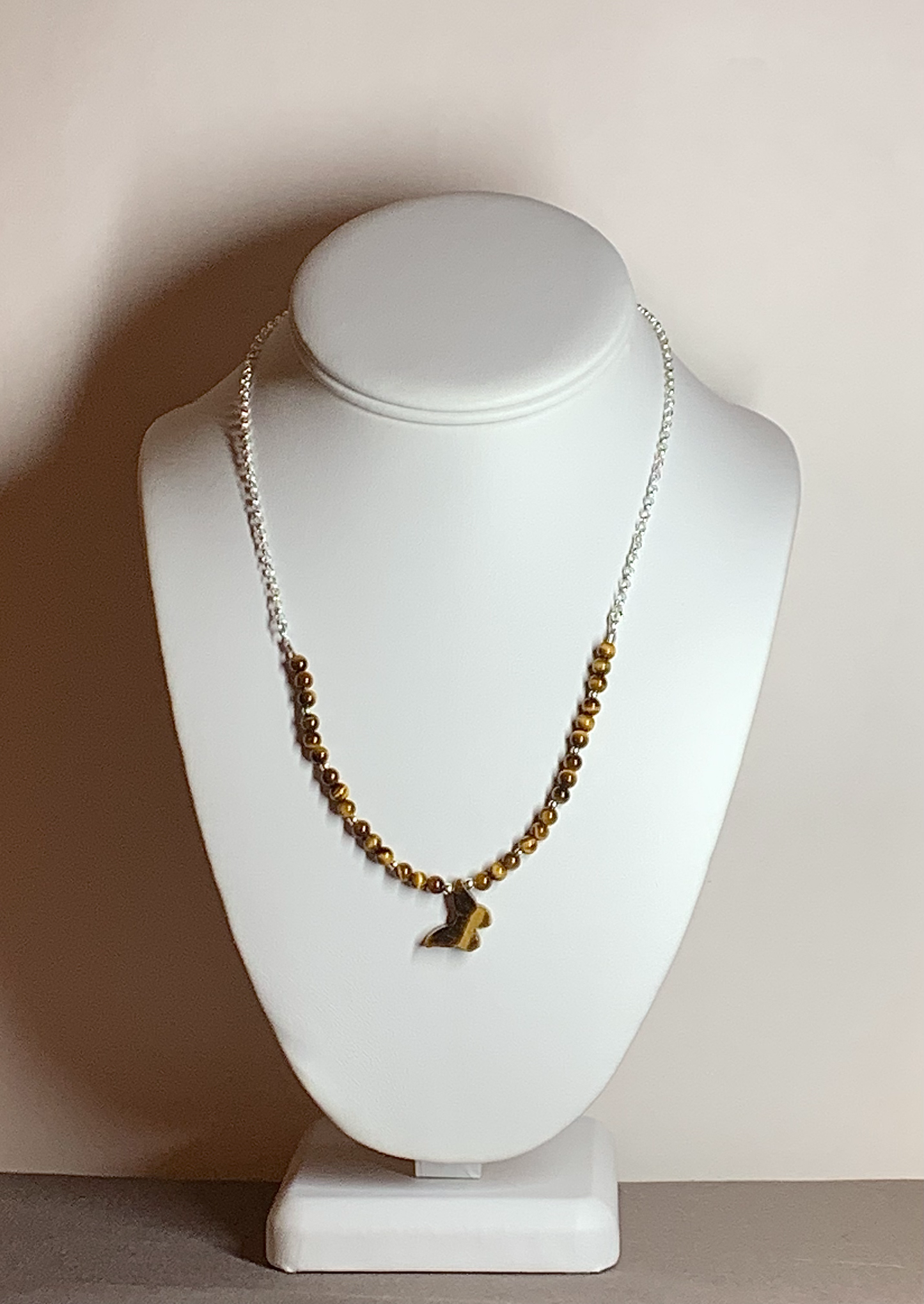 Tigereye Necklace With Butterfly Charm