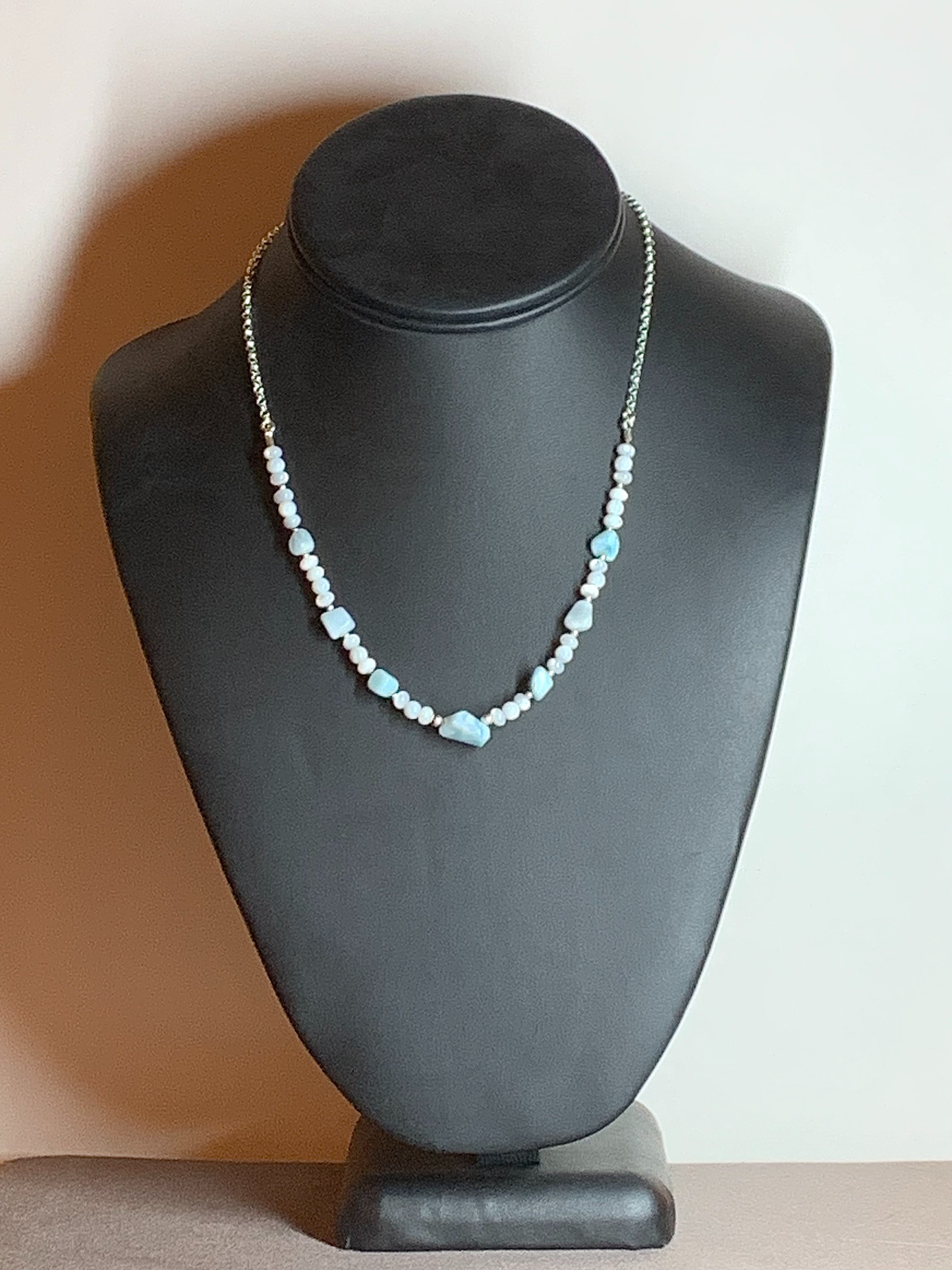 Larimar And Mother of Pearl Necklace