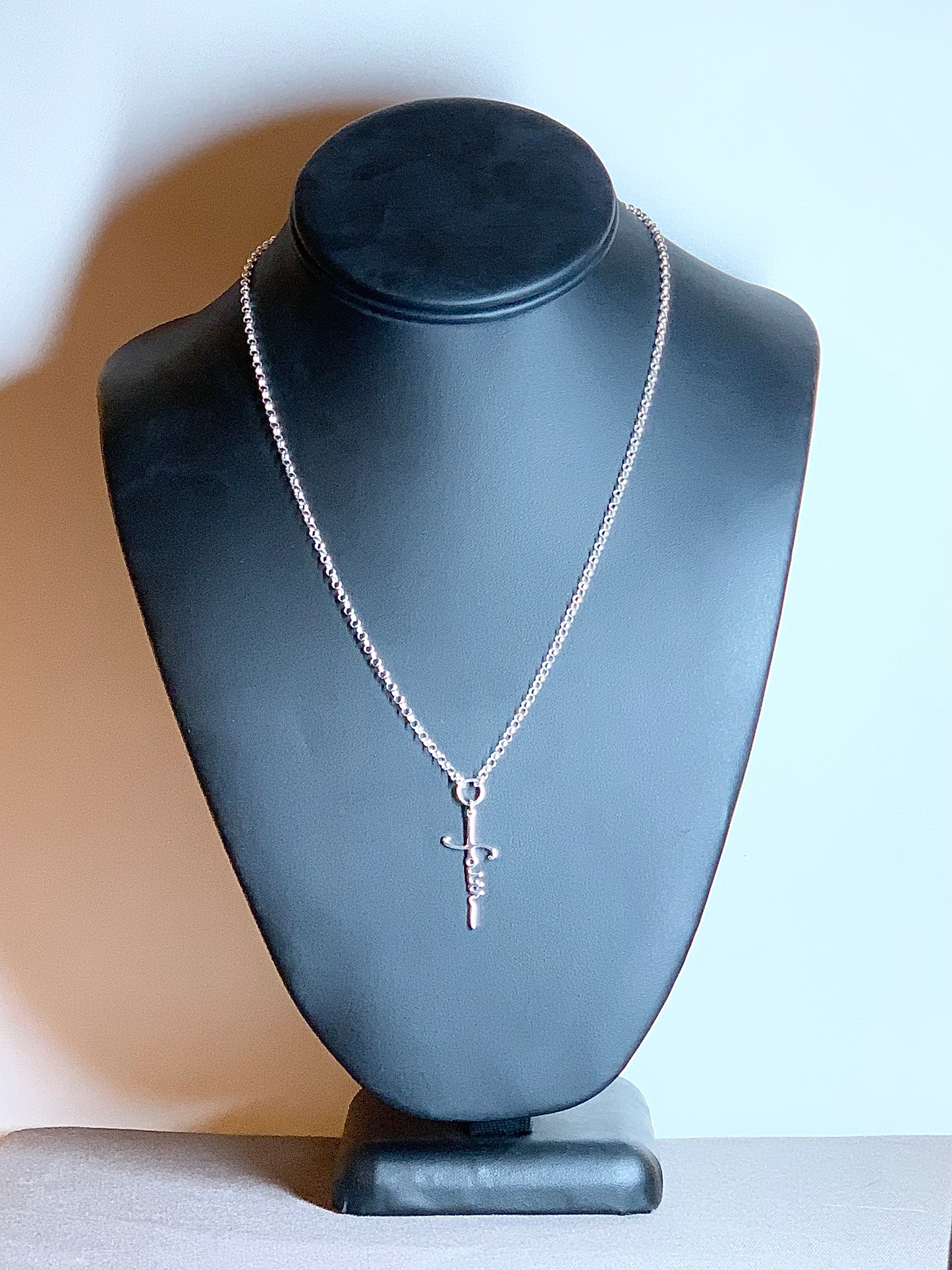 Sterling Silver Necklace, "Faith" Cross