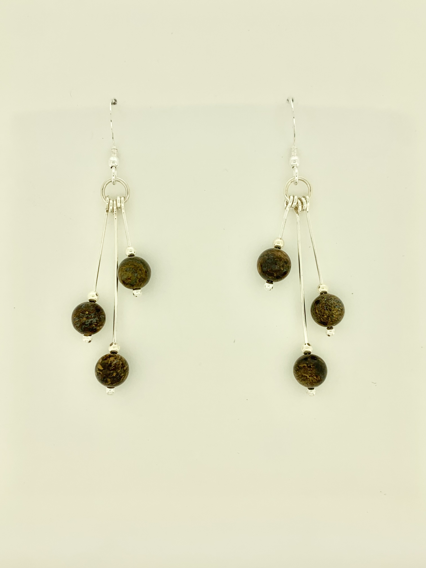 Bronzite Earrings, Tri-dangle