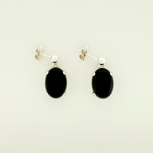 Black Onyx Earrings, Ball-and-post