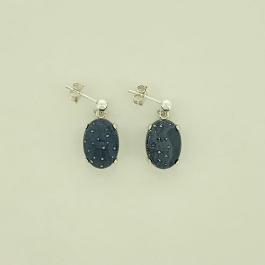 Blue Coral Earrings, Ball-and-post