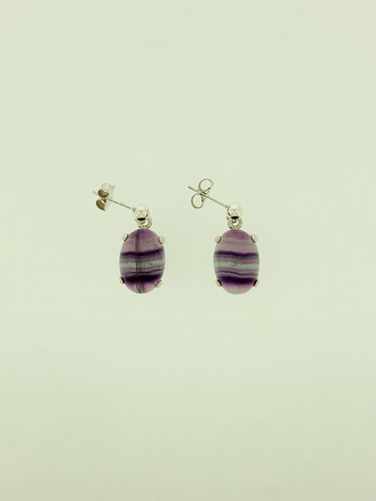 Fluorite Earrings, Ball-and-post