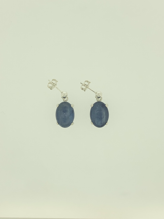 Kyanite Earrings, Ball-and-post