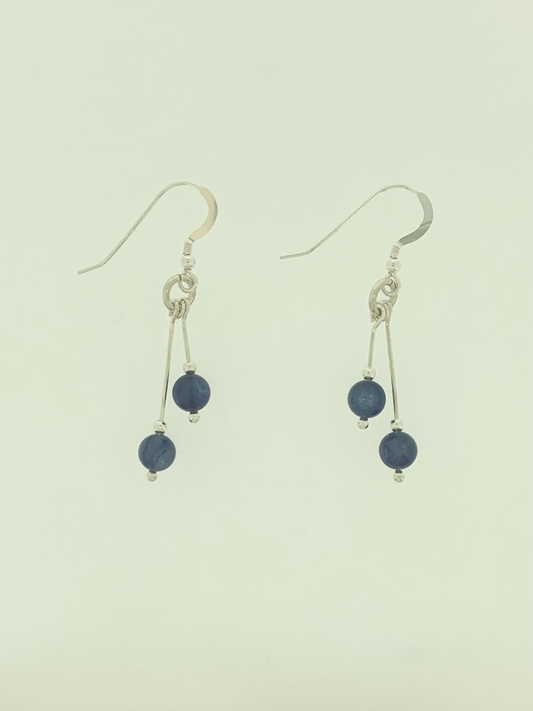 Kyanite Earrings, Bi-dangle
