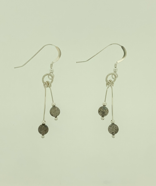 Labradorite Earrings, Bi-dangle