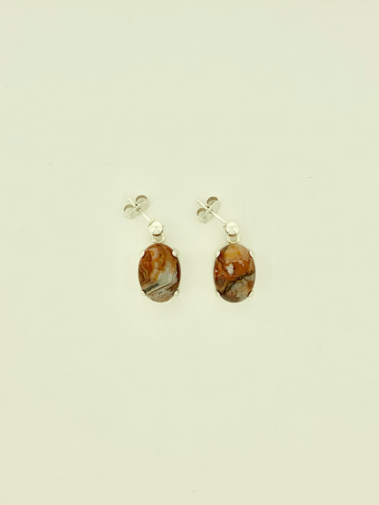 Laguna Lace Agate Earrings, Ball-and-post