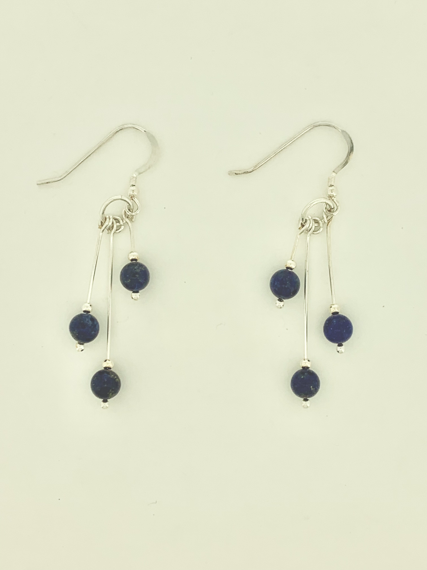 Lapis Lazuli Earrings, Tri-dangle