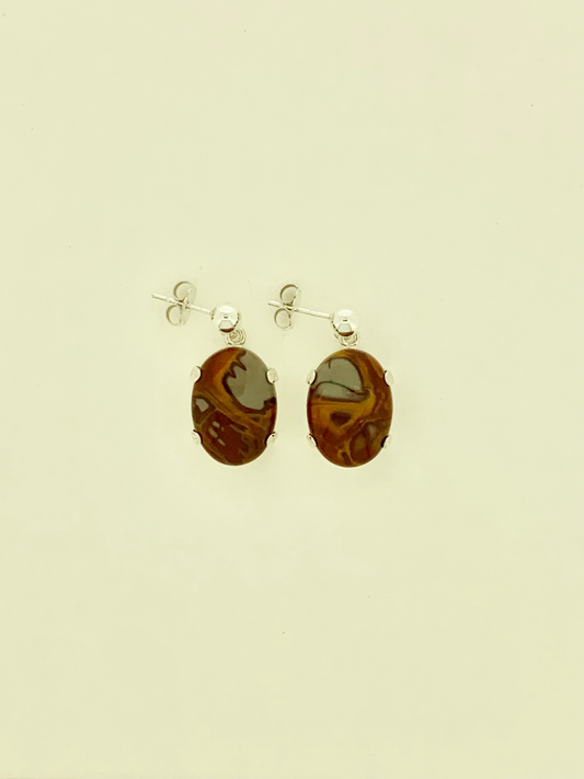 Noreena Jasper Earrings, Ball-and-post