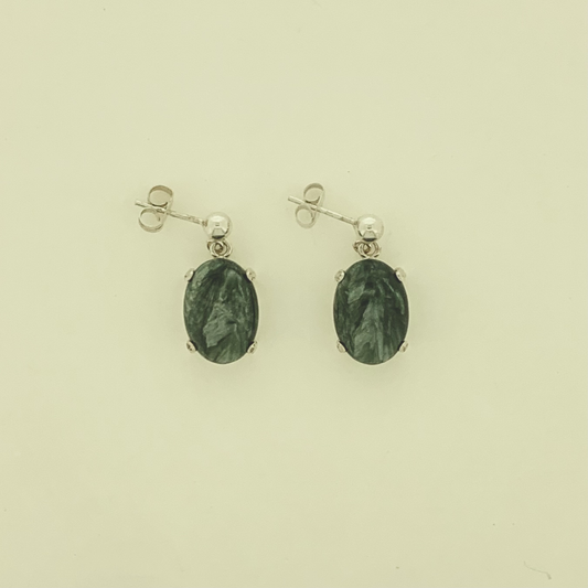 Seraphinite Earrings, Ball-and-post
