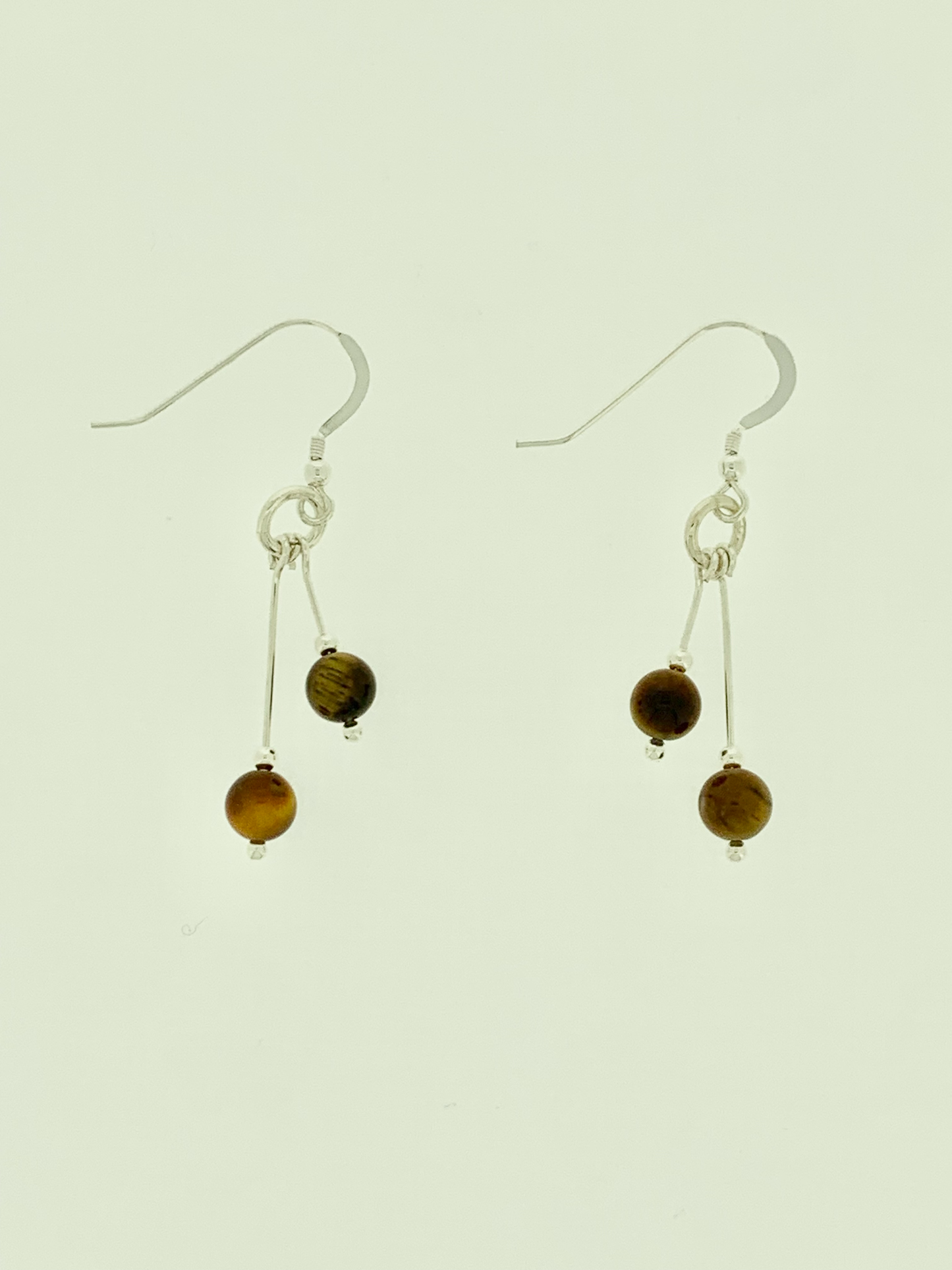 Tigereye Earrings, Bi-dangle