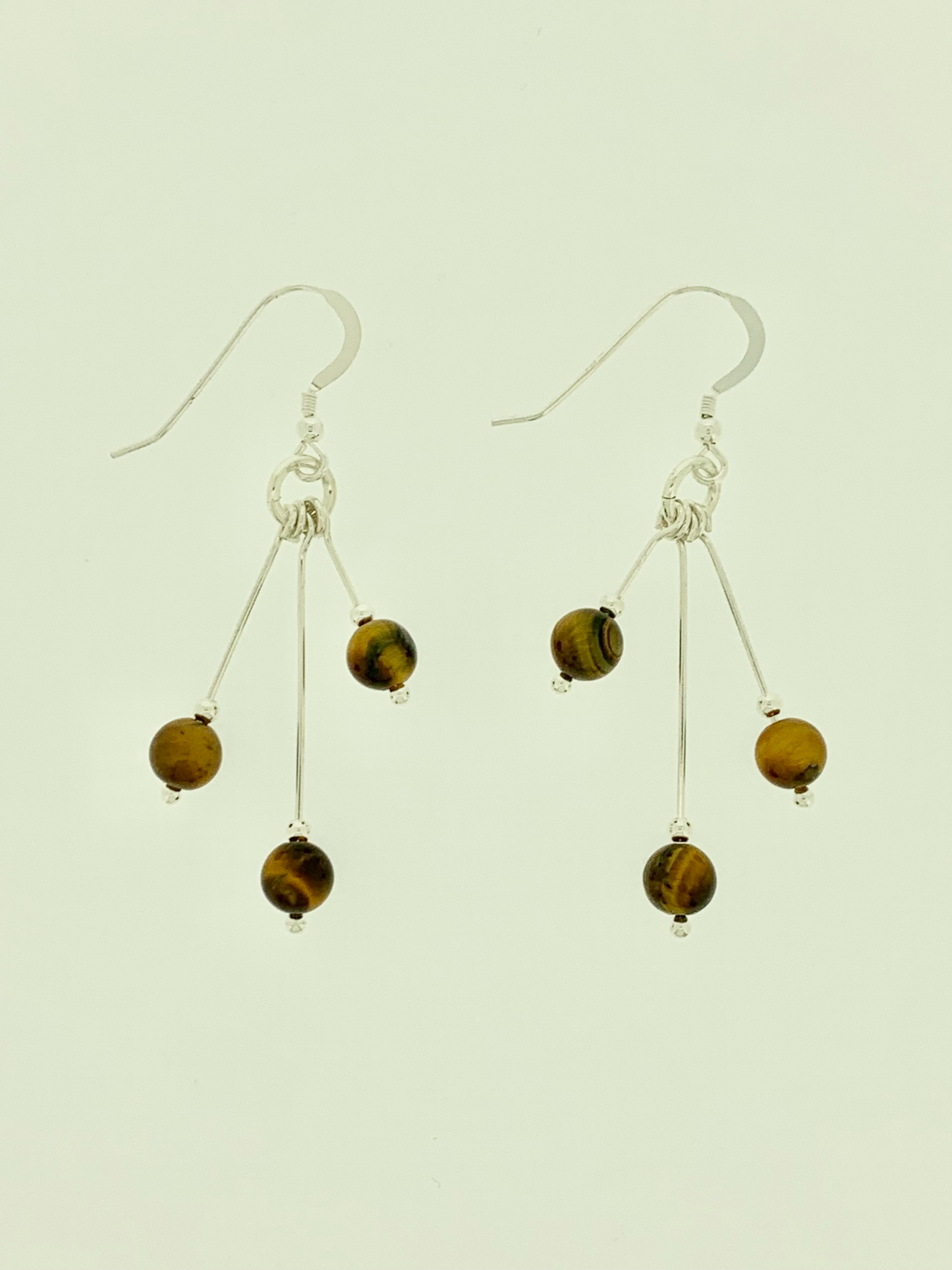 Tigereye Earrings, Tri-dangle