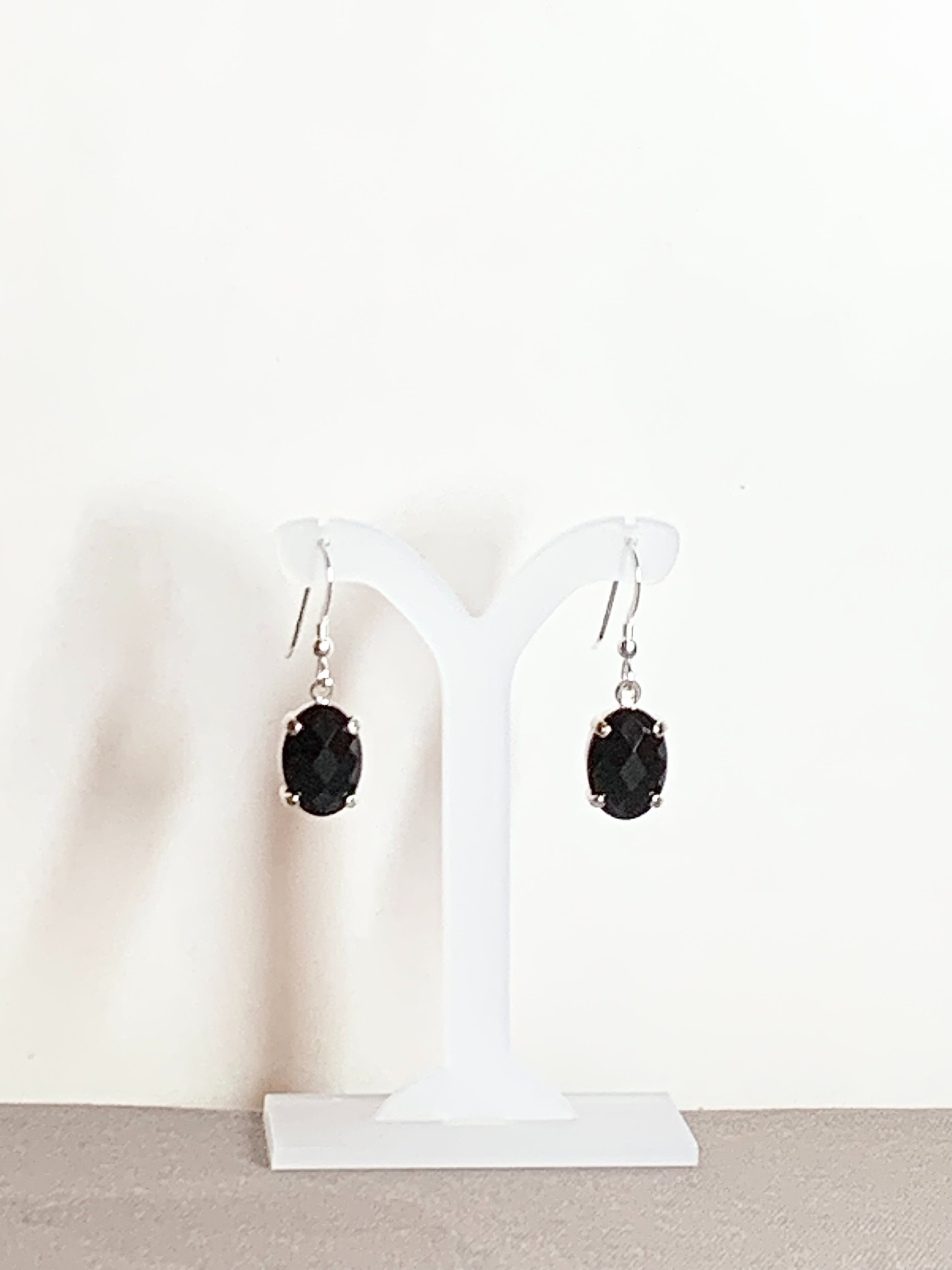 Black Onyx Earrings, Faceted