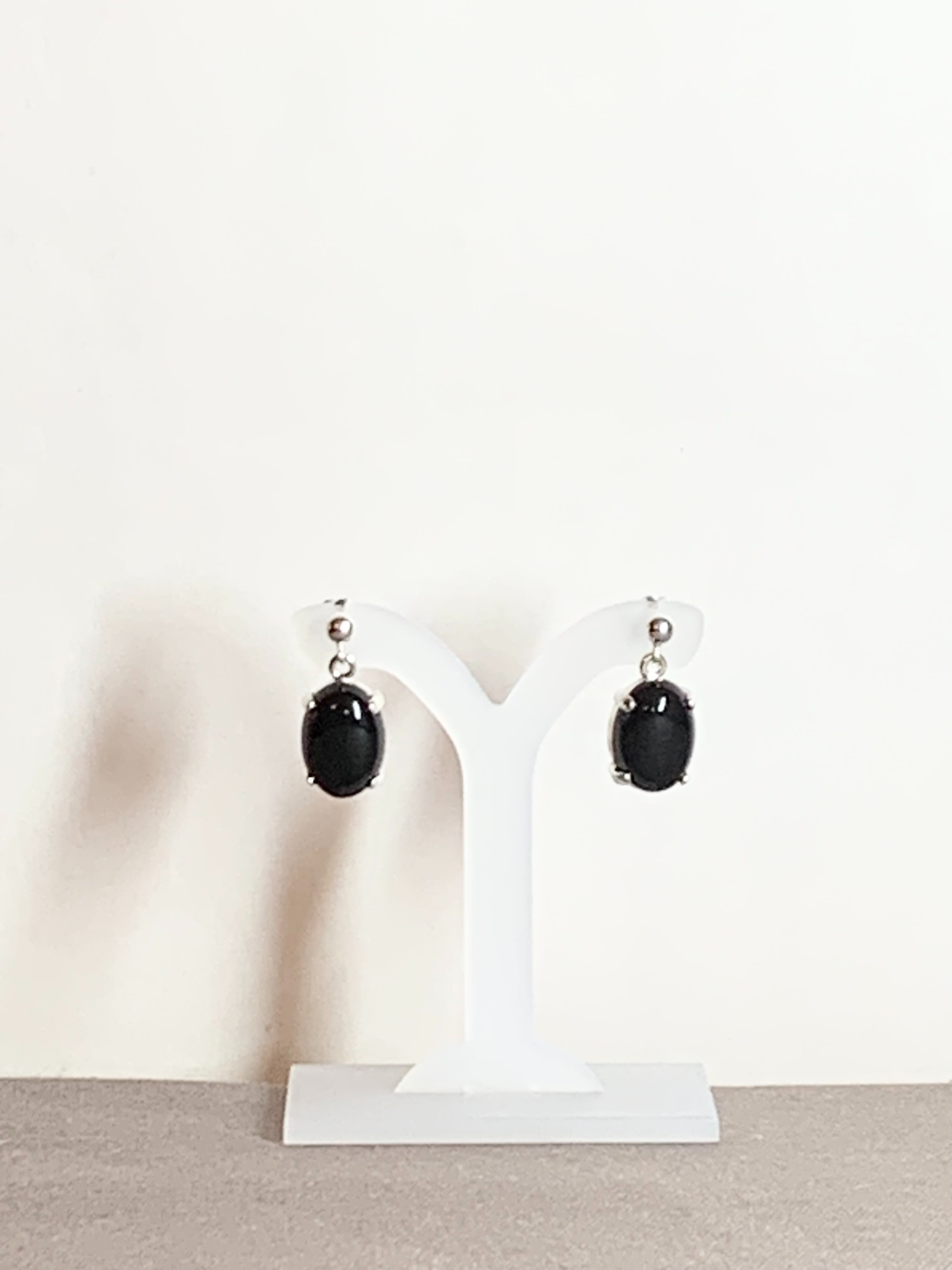 Black Onyx Earrings, Ball-and-post