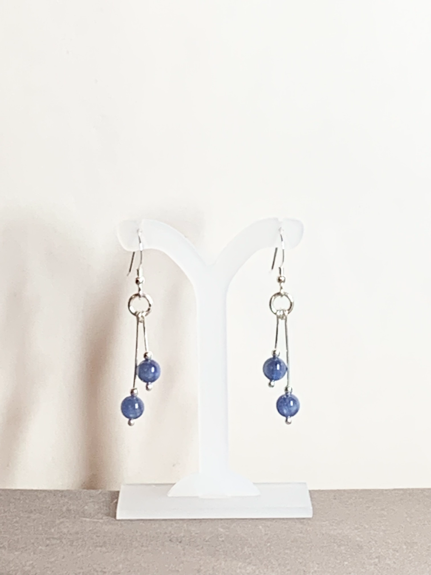 Kyanite Earrings, Bi-dangle
