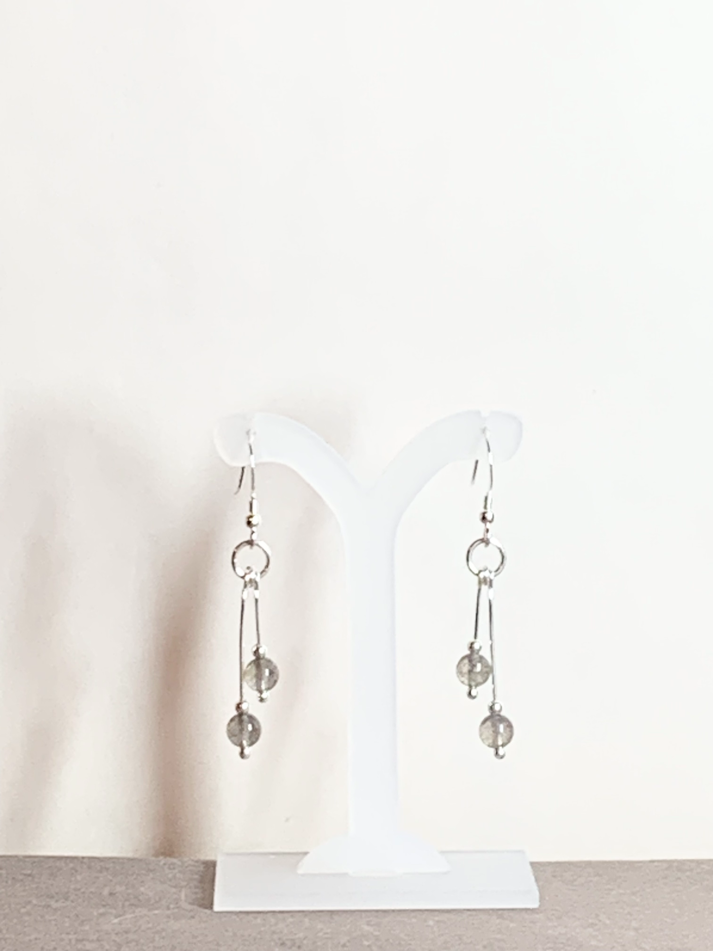 Labradorite Earrings, Bi-dangle