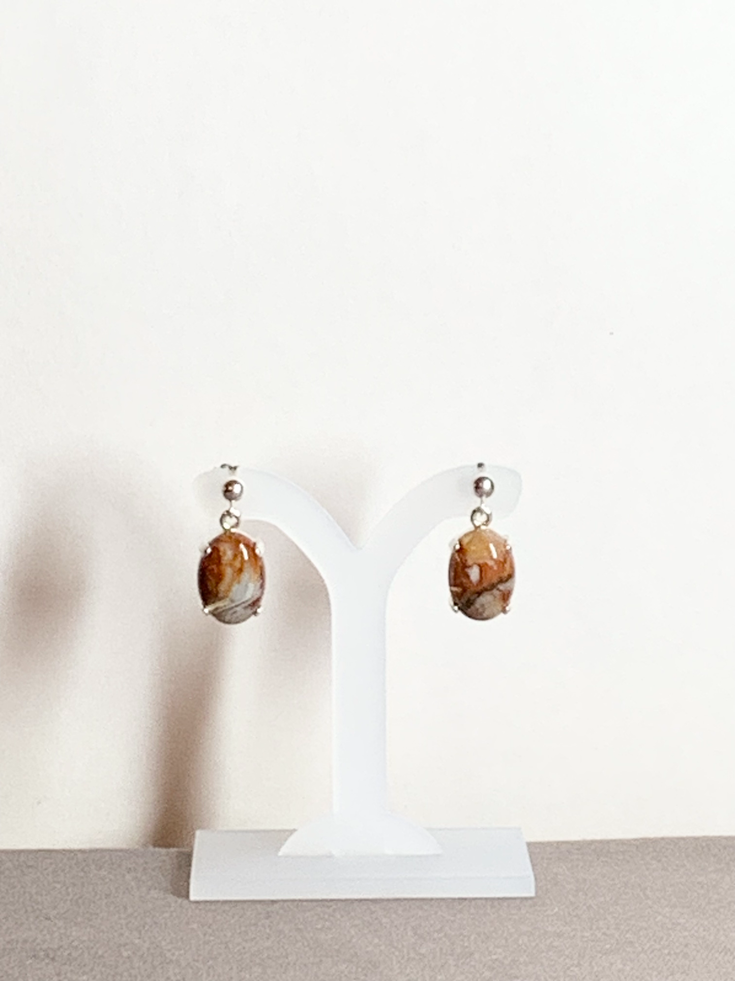 Laguna Lace Agate Earrings, Ball-and-post