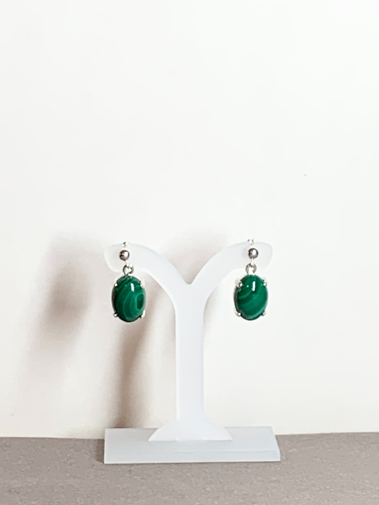 Malachite Earrings, Ball-and-post