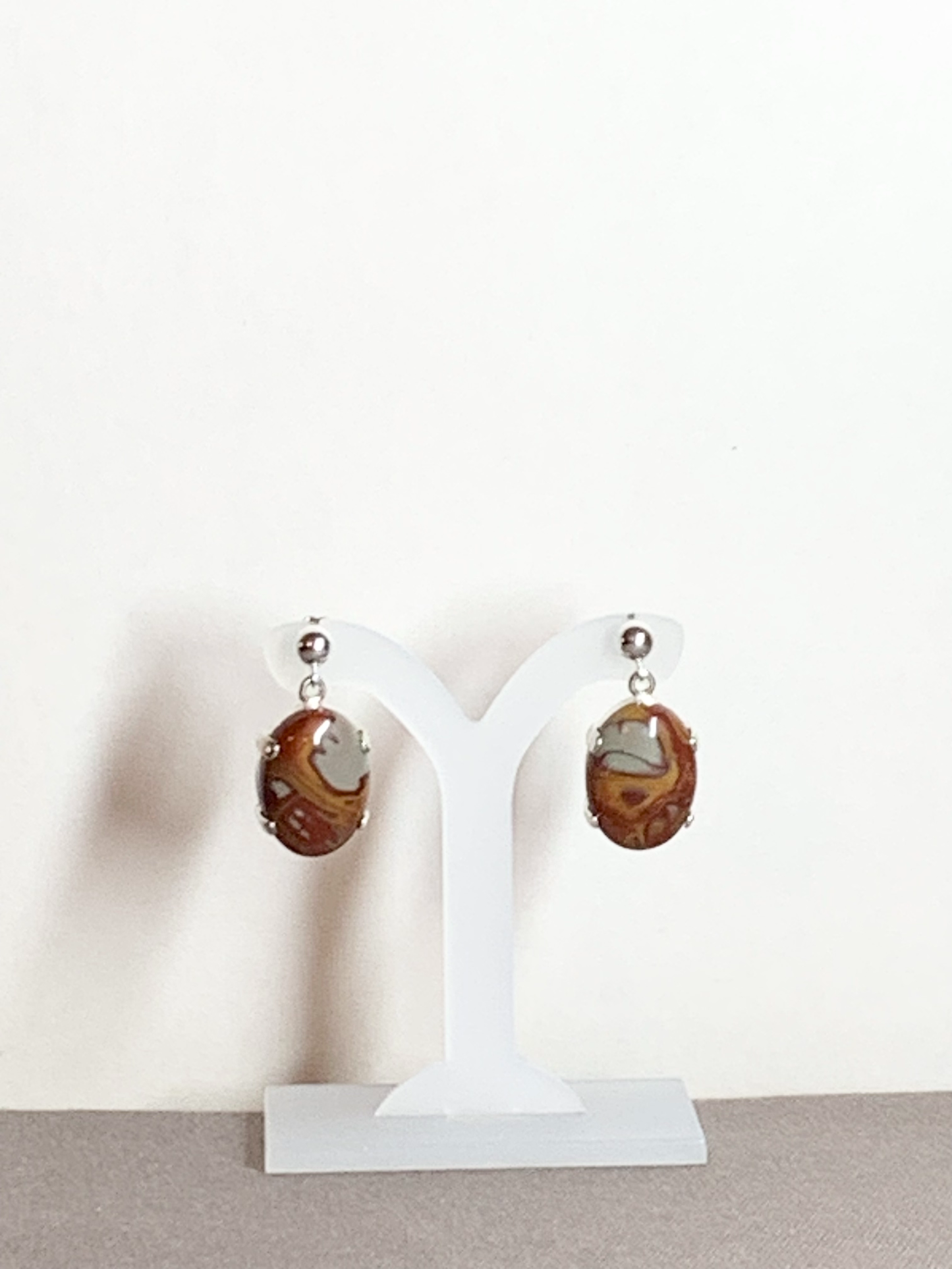 Noreena Jasper Earrings, Ball-and-post